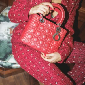 Dior lady dior rode handtas