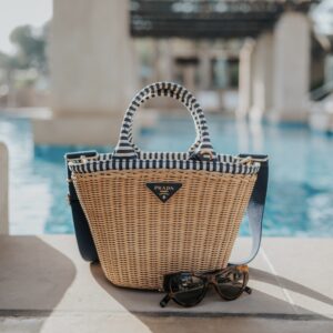 Prada wicker rieten basket tas